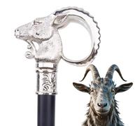 Elderly Rehabilitation Training Walking Stick, Unisex Goat Head Aluminum Alloy Trekking Stick, Double-section British Style Role-playing Cane