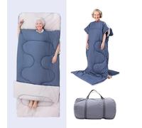 Elderly Sleeping Bag Extra Wide 40 x 90 Inches Cotton Anti-Football Shoulder Cover Wearable Blanket Indoor Shawl for Elderly Air Conditioned (Summer Style 4.4lbs)