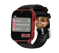 Elderly Smart Watch with Fall Detection, GPS Watch for Elderly with Dementia, Voice Call,Red
