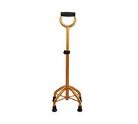 Elderly Thickened Aluminium Alloy Telescopic Large Four-Legged Snow Cane Lightweight Shock-Absorbing Foot Pad Corner Walking Stick(Gold)