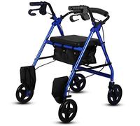 Elderly Walker.Aluminum Foldable Walking Mobility Aid Walker Rollator Shopping Trolley with Seat and Handbrake and Footrest Mobility Walker