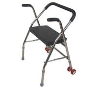 Elderly Walker Folding Walker with Seat Pulley Vintage Four-Legged Cane Stool Walker Wheelchair