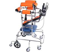 Elderly Walker Rehabilitation Equipment, Foldable Multifunctional Walking Stand with Toilet, Supports up to 120kg, Standard Design for Adult Mobility Assistance(Orange)