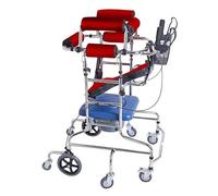 Elderly Walker Rehabilitation Equipment, Foldable Multifunctional Walking Stand with Toilet, Supports up to 120kg, Standard Design for Adult Mobility Assistance(Red)