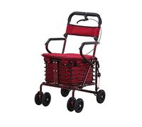 Elderly Walker, Rollators Lightweight Steel Pipe Folding Four Wheel Rollator Walker with Padded Seat Carry Basket and Locakble Aid