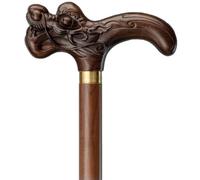 Elderly Walking Stick， Classical Dragon/Phoenix Head Walking Cane, Hand-Carved/Polished Stick for The Elderly(A,87Cm(Use Height 165 170Cm))
