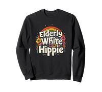 Elderly White Hippie Chillin from the 60’s 70’s Retro Fun Sweatshirt