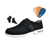 Elderly Wide Diabetic Shoes, Men Comfy Breathable Swollen Feet Adjustable Non-Slip Diabetic Shoes, Width Orthopedic Walking Sneakers, for Elderly Arthritis Edema Swollen Feet Thumb(Black,8.5 UK)