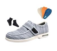Elderly Wide Diabetic Shoes, Men Comfy Breathable Swollen Feet Adjustable Non-slip Diabetic Shoes, Width Orthopedic Walking Sneakers, for Elderly Arthritis Edema Swollen Feet Thumb(Light gray,10.5 UK)
