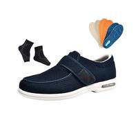 Elderly Wide Diabetic Shoes, Men Comfy Breathable Swollen Feet Adjustable Non-Slip Diabetic Shoes, Width Orthopedic Walking Sneakers, for Elderly Arthritis Edema Swollen Feet Thumb(Blue,10.5 UK)
