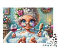 Elderly Woman Bathing 1000 Pieces Extra-Thick Cardboard DIY Jigsaw Puzzle, Cognitive Development & Rehabilitation Puzzle, Leisure Activity, Premium Quality Puzzle 52x38cm/1000pcs