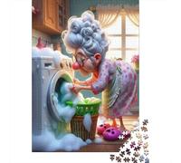Elderly Woman Doing Laundry 1000 Piece Adults Puzzle Kids Age Games Gifts Birthday Difficult Impossible Challenging & Brainteasing 52x38cm/1000pcs