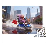 Elderly Woman Driving 1000 Piece Jigsaw Puzzles for Adults in Vibrant Colours Colourful Jigsaws As An Aesthetic Jigsaw Puzzle for Home Decor Puzzle 38x26cm/1000pcs