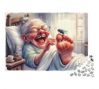 Elderly Woman Laughing 1000 Pc Jigsaw Puzzle Bundle Family Puzzle Lovers Stress Relief Puzzle for Senior Jigsaw Enthusiasts 70x50cm/1000pcs