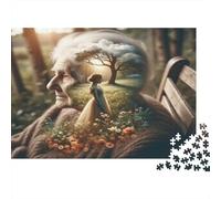Elderly Woman Memory 1000pcs Jigsaws for Adults 14 Eco Paper, Man Tree Illusion, Challenging Puzzle, Fun Relaxation Activity, Improves Focus & Hand-Eye Coordination 70x50cm/1000pcs