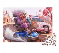 Elderly Woman Racing 1000-Piece Adults Jigsaw Puzzle Granny Racing Mobility Scooter Premium Thick Sturdy Vibrant Challenging Stress Relief 70x50cm/1000pcs