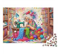Elderly Woman Sewing 1000 Piece Puzzle for Adults Grandma Sewing with Joy Premium Thick Sturdy Challenging Stress Relief 38x26cm/1000pcs