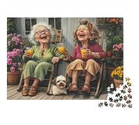 Elderly Women 1000 Pieces A Peaceful Scene Thick Cardboard Jigsaw Puzzle Ultra Difficult Couple Partners Mind Relaxation Office Break Gift Idea 52x38cm/1000pcs