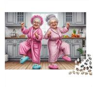 Elderly Women Dancing 1000 Piece Jigsaw Puzzle Gift for Adults Grannies Dancing in Kitchen Premium Thick Sturdy Challenging Hard Stress Relief 38x26cm/1000pcs