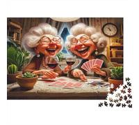 Elderly Women Laughing 1000 Piece for Adults Teens: Grandmas Playing Cards Together Educational Game for Wall Decoration 70x50cm/1000pcs