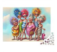 Elderly Women Vacation Colourful Colorful Grannies Group 1000 Pcs Adult Jigsaws Classic Educational Games Brain Development 52x38cm/1000pcs