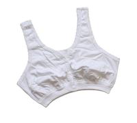 Elderly Womens Front-Close T-shirt Bra Seniors Granny Comfy Pure Cotton Wireless Snap Closing Everyday Vest Bras(White,XXL/XX-Large)