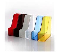 ELDFLRURB Plastic Desktop File Storage Rack, Acrylic Vertical Single Grid Magazine File Box Multicolor 9.45x3.54x10.63in(Tea Color)
