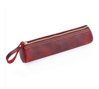 ELDFLRURB Portable Leather Pen Case, Leather Pencil Case for School Office Work Multicolor 20.5x5.2x5.2cm(Wine Red)