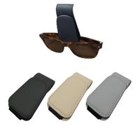 EldHus Sunglass Holder for Car Visor - 2 Pack Magnetic Car Glasses Holder Clip, Leather Eyeglass Holder for Car, Universal Vehicle Sunglasses Hanger Eyeglasses Mount, Black