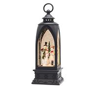 Eldnacele 12” Christmas Snow Globe Lantern Snowman with Music & Timer, USB Lined/Battery Operated Lighted Water Glittering Lantern for Christmas Festival Decoration Gifts - Snowman