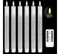 Eldnacele Christmas LED Taper Candles Battery Operated with Remote Timer, Flickering Flameless Candles Real Wax Warm Light for Christmas Home Decoration(Silver Gradient)