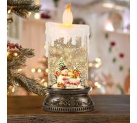 Eldnacele Christmas Snow Globe Lantern with Timer & Music, Battery Operated/USB Powered Lighted Water Glittering Lantern for Christmas Decorations(Snowman playing on a sledge scene)