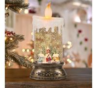 Eldnacele Christmas Snow Globe Lantern with Timer & Music, Battery Operated/USB Powered Lighted Water Glittering Lantern for Christmas Decorations(Snowy Cabin Scene)
