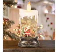 Eldnacele Christmas Snow Globe Lantern with Timer & Music, Battery Operated/USB Powered Lighted Water Glittering Lantern for Christmas Decorations(Snowman and Sledge Scene)