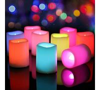 Eldnacele Colour Changing Plastic Flameless LED Tea Light Candles with Remote Control Flickering Battery Operated Electric Candle in Wave Open for Wedding Home Dinner Party Decor, 12 Pack, 1.5‘’x2‘’