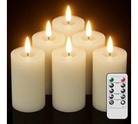 Eldnacele Flameless Pillar Flickering Candles with Remote and Timer, Battery Operated 3D Wick Real Wax LED Candle Set of 6 Ivory Candles Christmas Holiday Decor Wedding Home Indoor Decorations