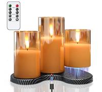 Eldnacele Gold Rechargeable LED Candles, Flickering Flameless Candle with Remote and Timer, Electric Fake Candles for Home Décor Wedding Christmas Decorations