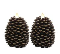 Eldnacele LED Pine Cone Candles Moving Wick, Battery Operated Flameless Candles with Timer Unscented Wax Pinecone Candles Brown 2 Pack for Christmas Home Party Decoration