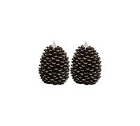 Eldnacele LED Pine Cone Candles Moving Wick, Battery Operated Flameless Candles with Timer Unscented Wax Pinecone Candles Brown 2 Pack for Christ
