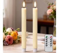 Eldnacele LED Taper Candles with Remote, Battery Operated Flameless LED Candles Flickering with Timer, Real Wax Electric Fake Candle for Home Wedding Christmas Decoration Mother’s Day Gifts(Ivory)