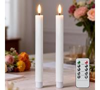 Eldnacele LED Taper Candles with Remote, Battery Operated Flameless LED Candles Flickering with Timer, Real Wax Electric Fake Candle for Home Wedding Christmas Decoration Mother’s Day Gifts(White)