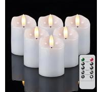 Eldnacele LED Tea Lights with Remote and Timer, 6 Pack Real Wax Flameless Candles Flickering Battery Votive Candles for Wedding Christmas Home Decor
