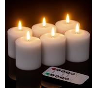 Eldnacele LED Votive Candles with Remote Timer, Flickering Battery Operated Real Wax Flameless Candles for Home Wedding Christmas Decoration(Batteries Included), D2’’ x H3.2’’