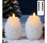 Eldnacele Pine Cone Flameless Candles Battery Operated with Remote Timer