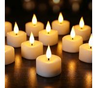 Eldnacele Real Wax Battery Tea Lights with 6H Timer, 12 Pack LED Tea Lights Flickering Electric Tealights for Wedding Christmas Home Decor
