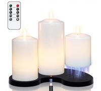 Eldnacele Rechargeable LED Pillar Candles with Remote, Rechargeable Flameless Candles with Charging Base, Real Wax Candles Table Centerpieces for Christmas Decorations Home Decor
