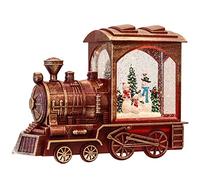 Eldnacele Singing Christmas Train Snow Globe with Music & Timer, Lighted-up Battery Operated Glittering Lantern for Christmas Table Centerpiece Decoration and Gift- Snowman