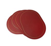 Eldo Burgundy Reversible Placemats - Set Of 4 With Smart, Fine Gold Border - Wipe Clean, Heat Resistant Pvc