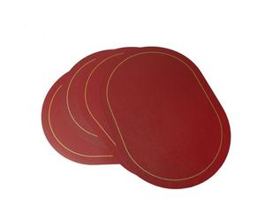 Eldo Burgundy Reversible Placemats - Set Of 4 With Smart, Fine Gold Border - Wipe Clean, Heat Resistant Pvc