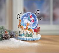 Eldo Led Musical Glass Snow Globe With Hand Painted Rotating Scene & 8 Carols 16 X 12.8Cm Battery Powered
